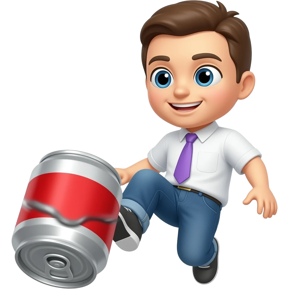 Man kicking can emoji