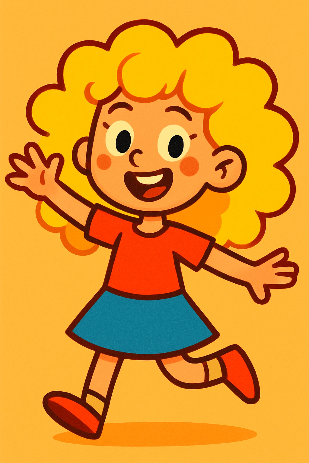 a girl with blonde curly hair, vibrant cartoon style emoji