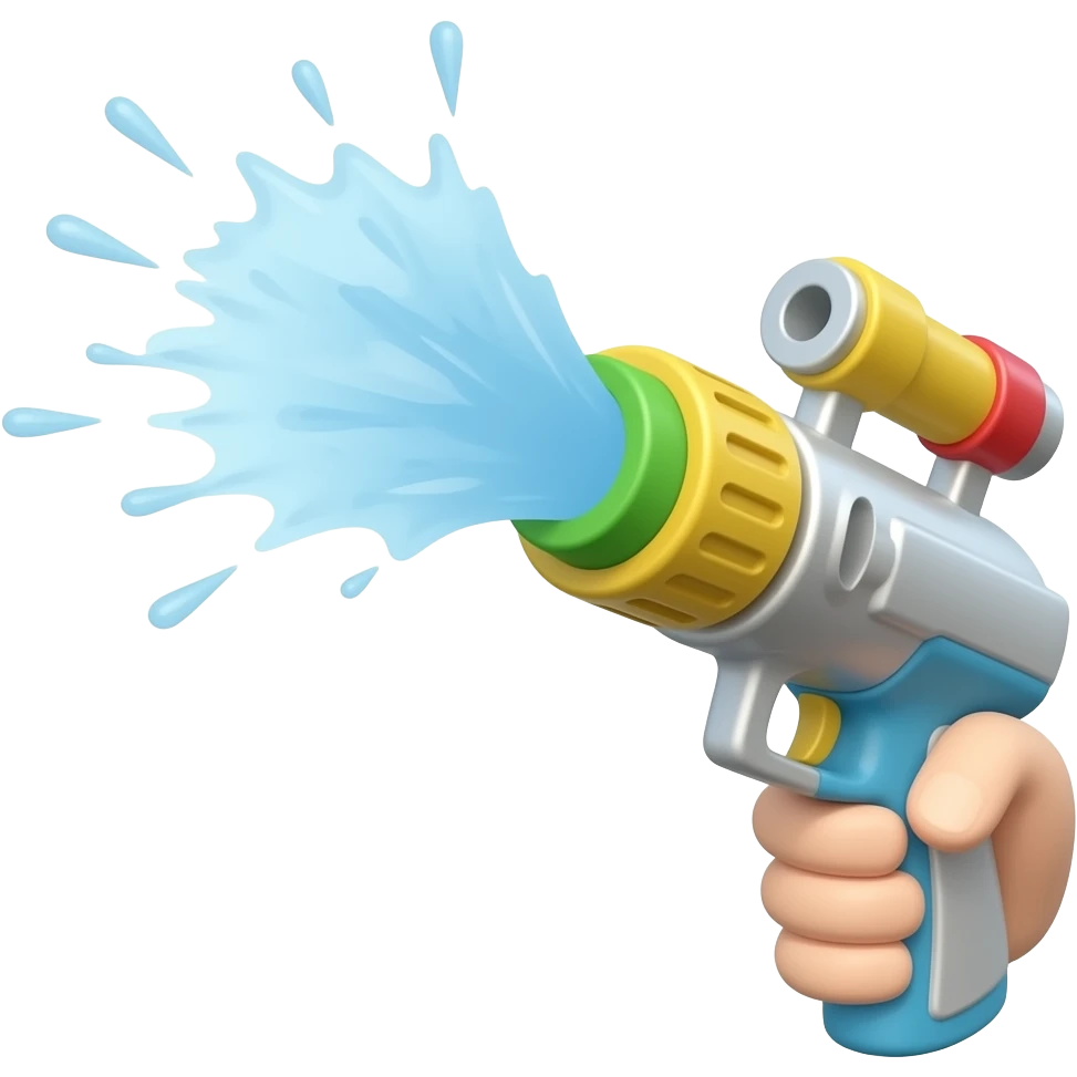 High-pressure water gun with splash emoji