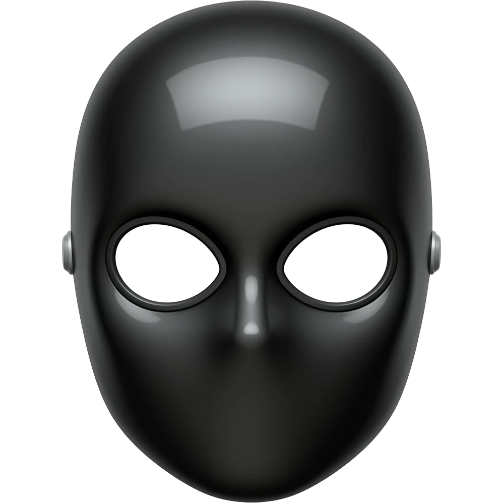 robot with full black pvc gimp mask on emoji