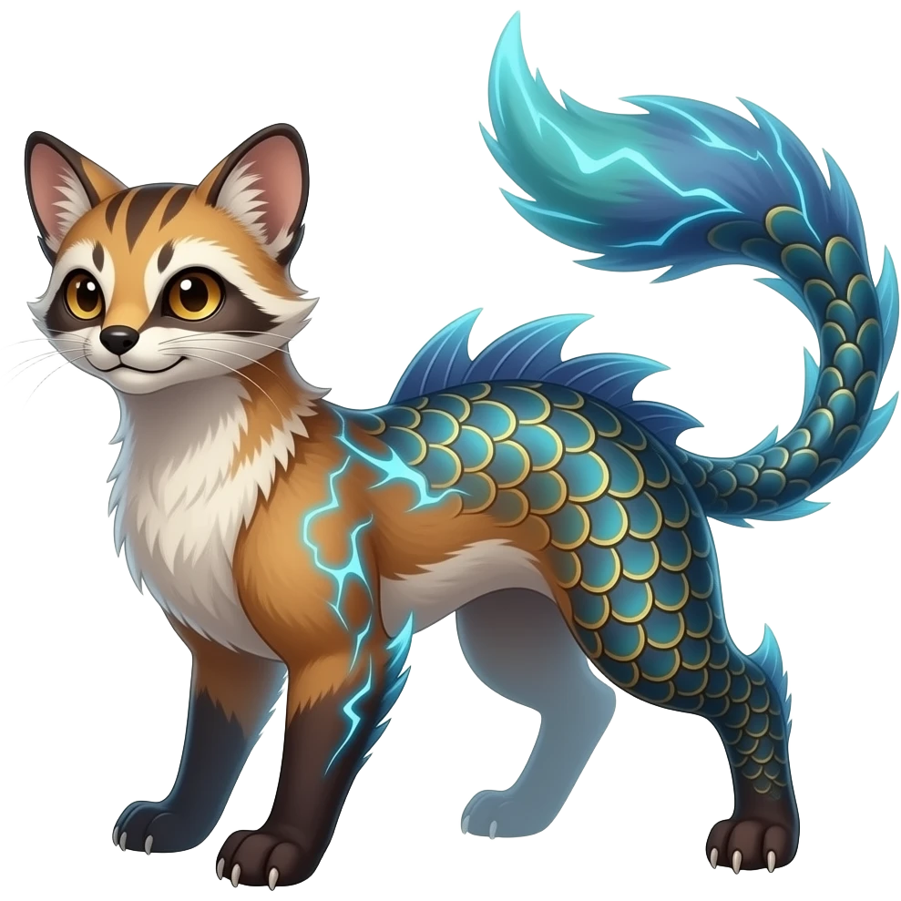 unique-patterned finned epic legendary vintage antique aesthetic quadrupedal elegant oriental feral painted fantasy-Civet-Litten-Luxray-Shinx-Luxio-Furret-Renamon-Zeraora-Fakémon-fusion-hybrid-creature emoji