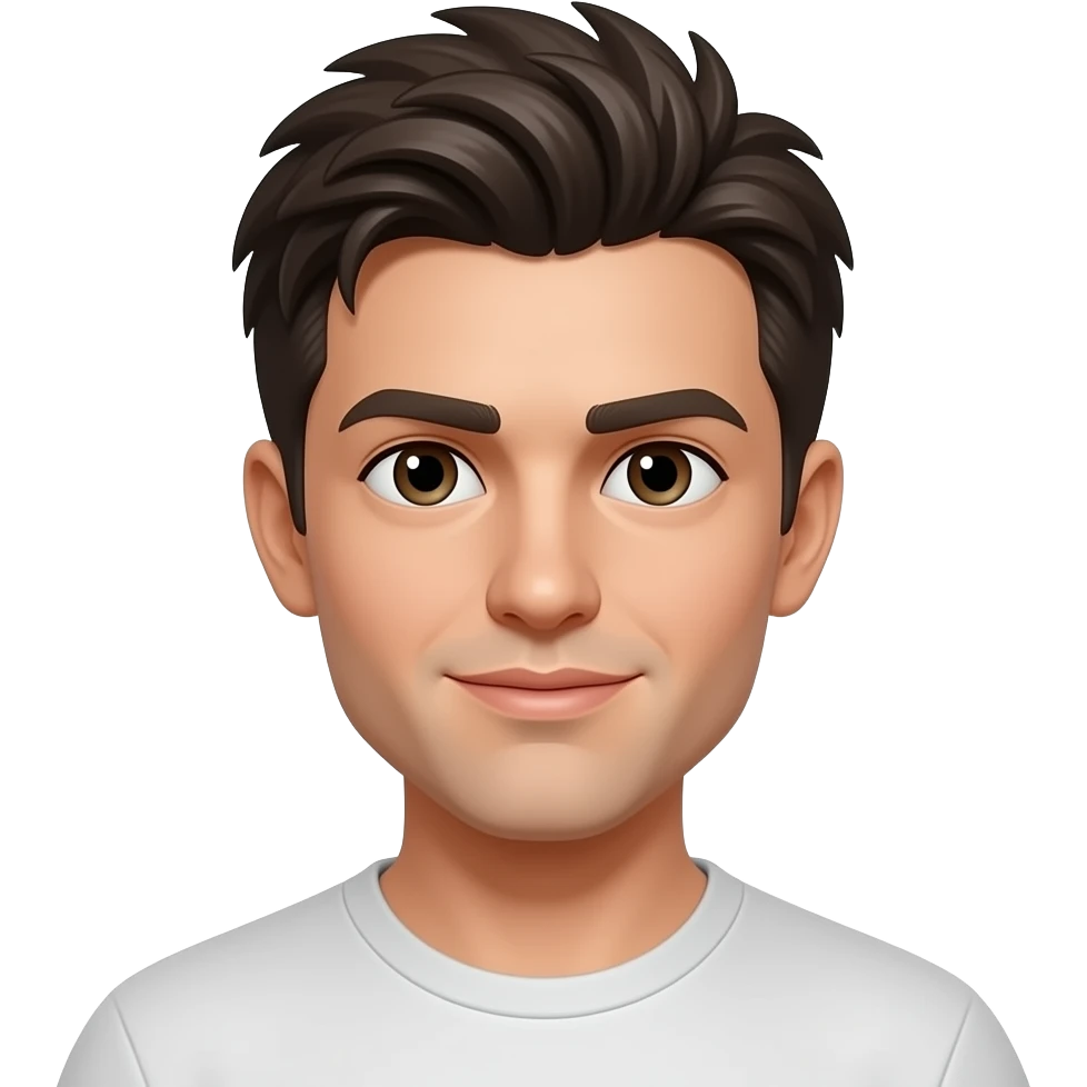 same image with no beard or stubble, short messy hair emoji