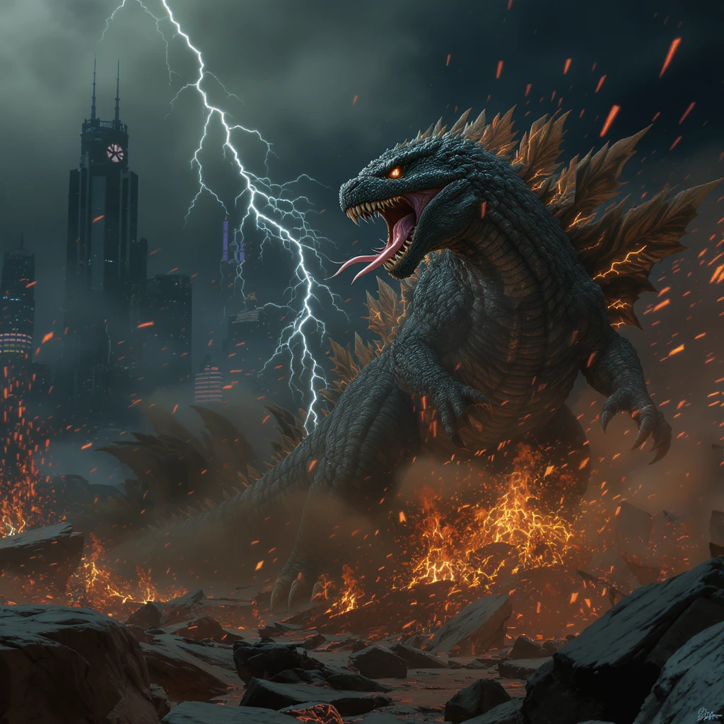 godzilla attackig ny emoji