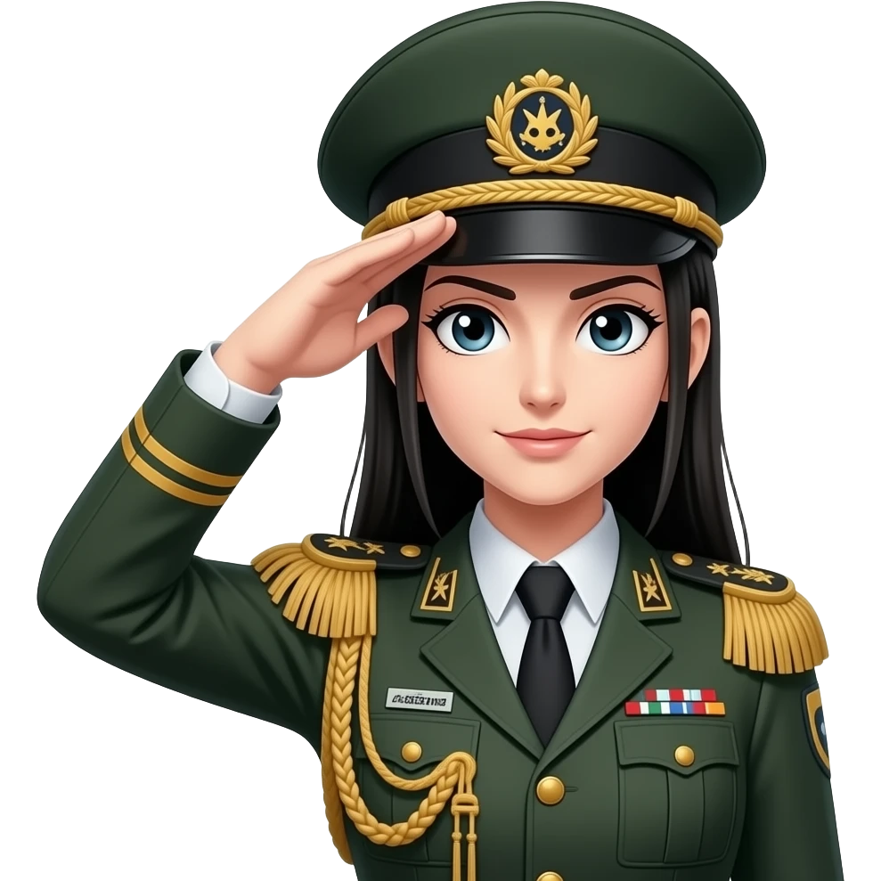 Nico Robin from One piece as female military general salute emoji