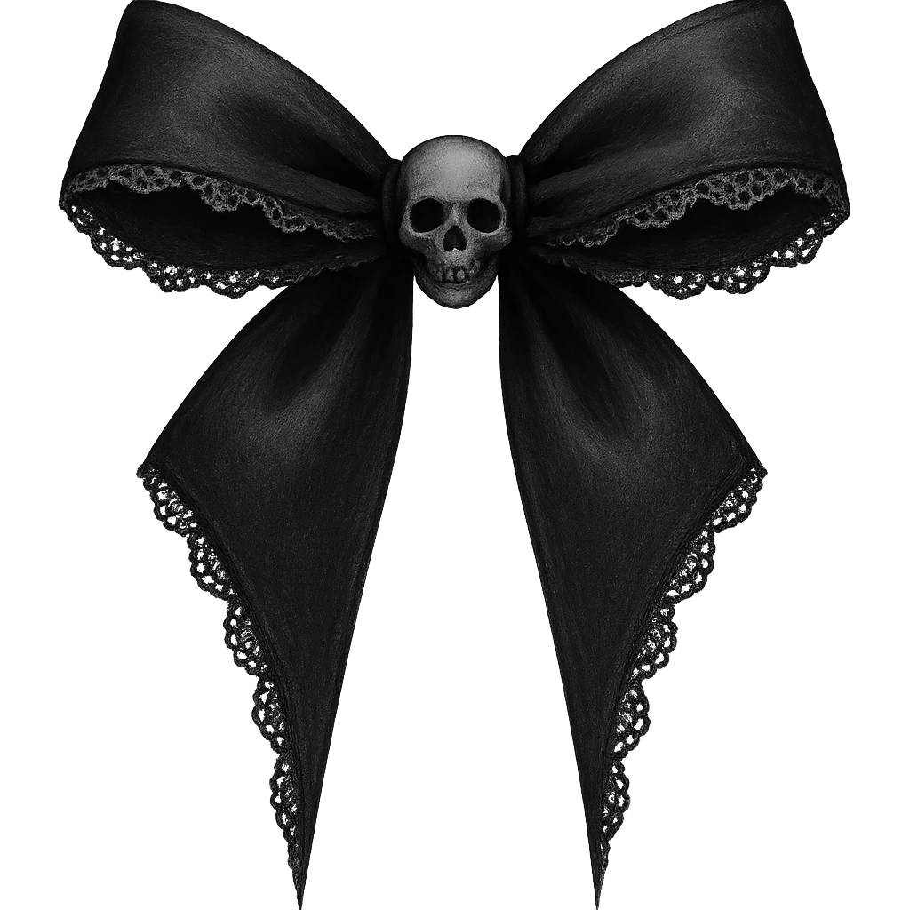 goth black white bow  , remove background  emoji