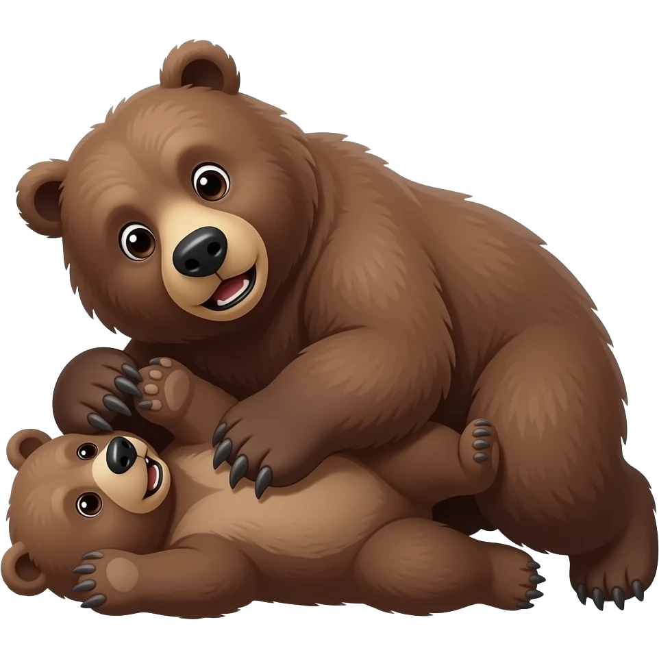 Big Bear laying crushing little bear emoji