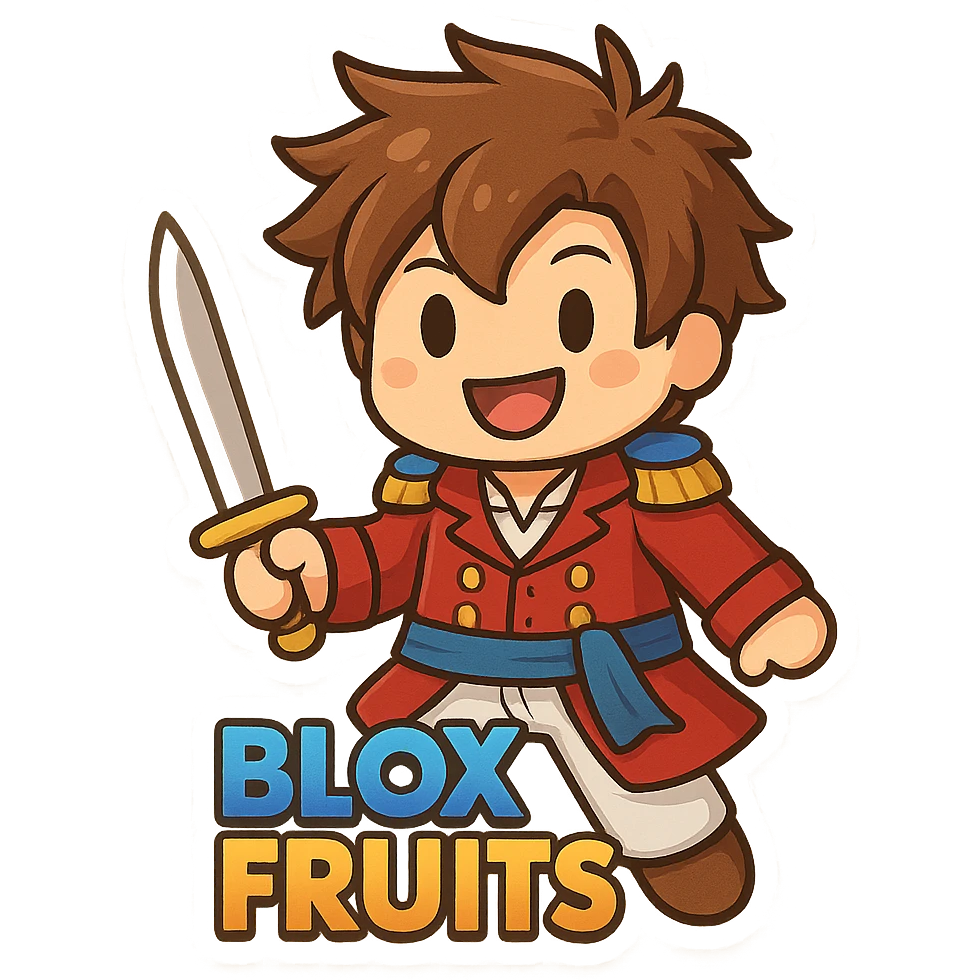Roblox Blox Fruit character, chibi sticker style emoji