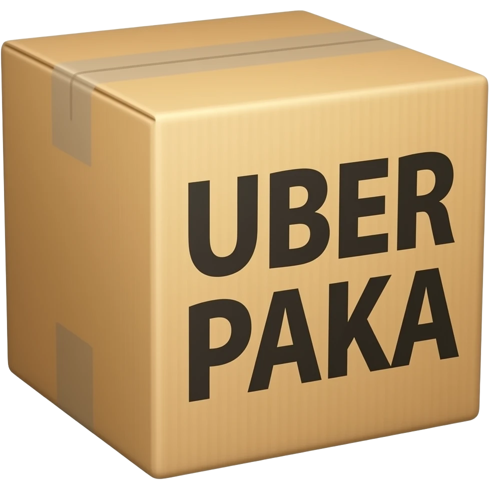 a box on the front with a large and legible inscription "UBER PAKA" emoji