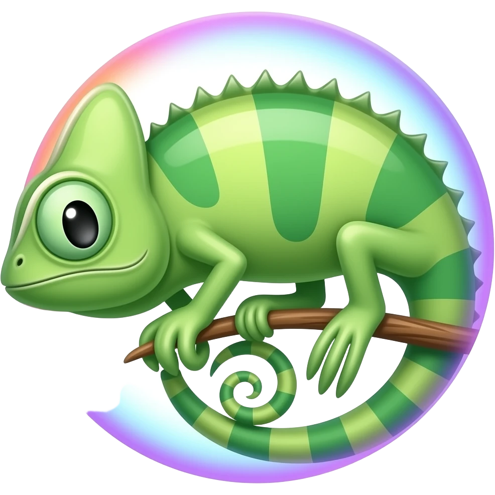 tạo chameleon logo có hiệu ứng nhìn ngó chi tiết đơn giản đi và hơi ngộ nghĩnh màu đa sắc lung lung phép thuật hơn emoji
