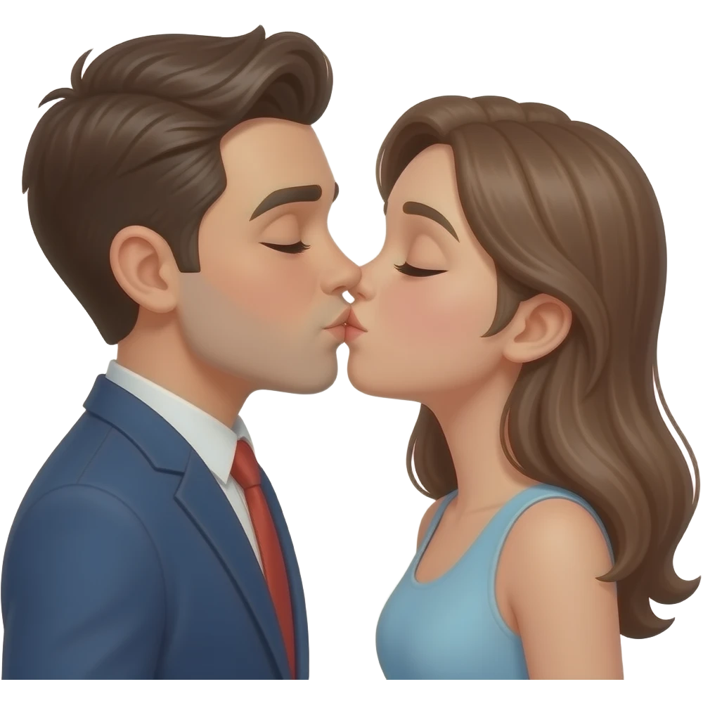 A cute couples frenchkissing emoji