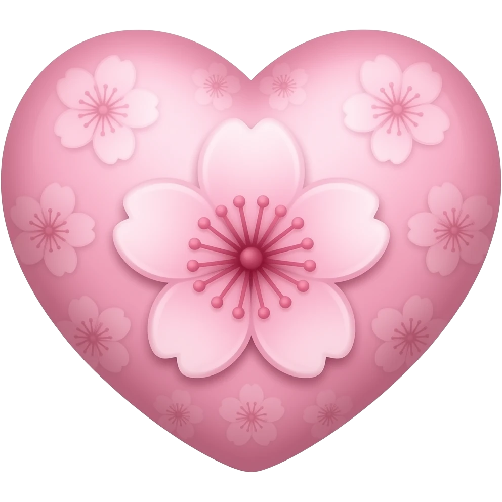 Mon cœur avec une fleur de cerises emoji