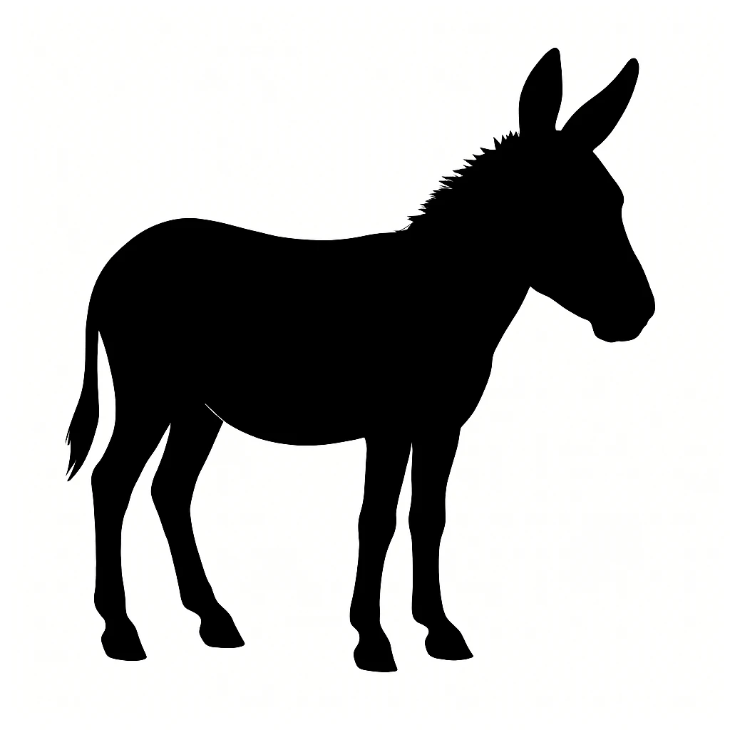 Donkey black silhouette white background emoji