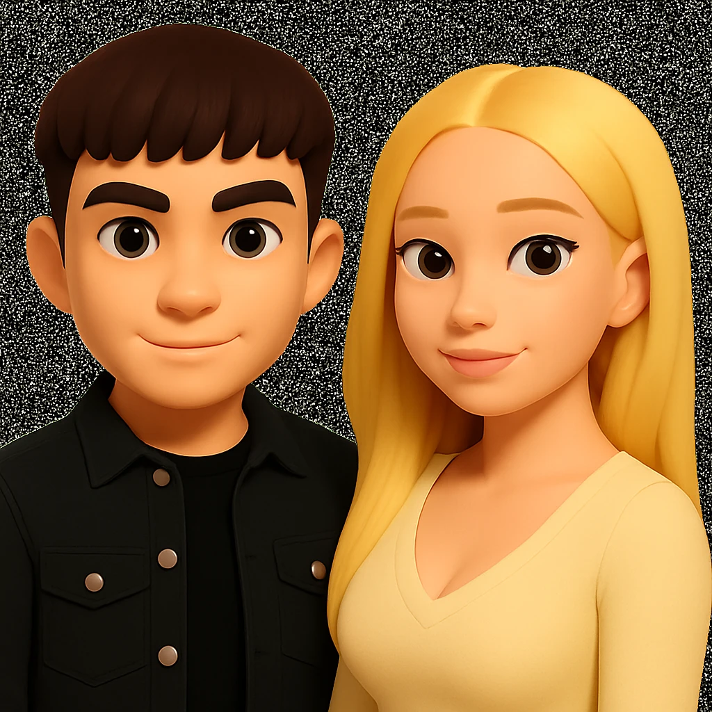 Slightly increase the volume of the upper body of the girl and move the girl to the right, maintaining the style of the image. emoji