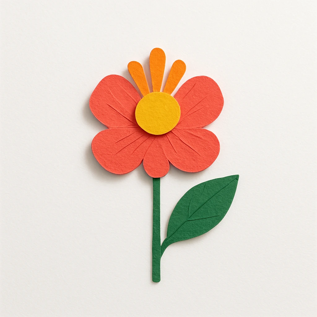 a single flower, paper craft style emoji