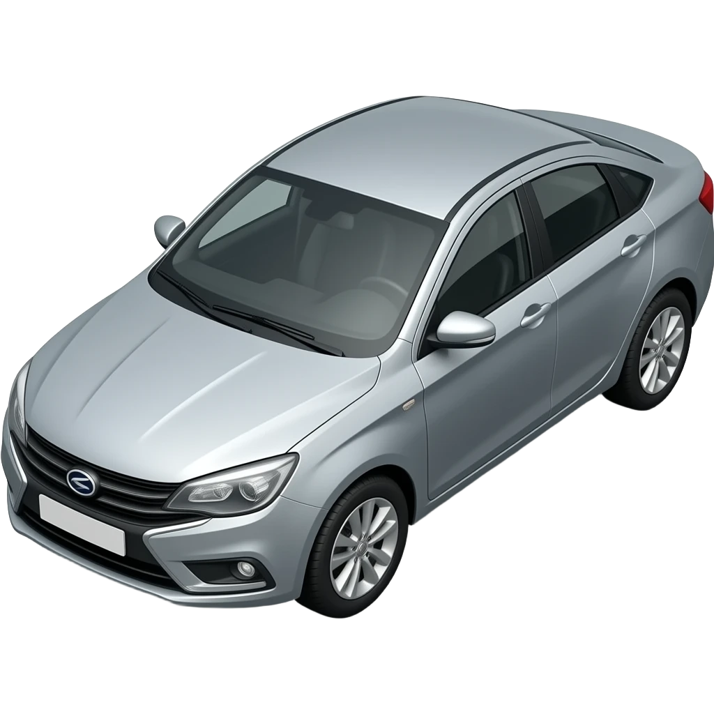 the lada vesta view of the car is fully visible only car cars on the diagonal cars on the slightly to the side below silver-colored side 1 car emoji