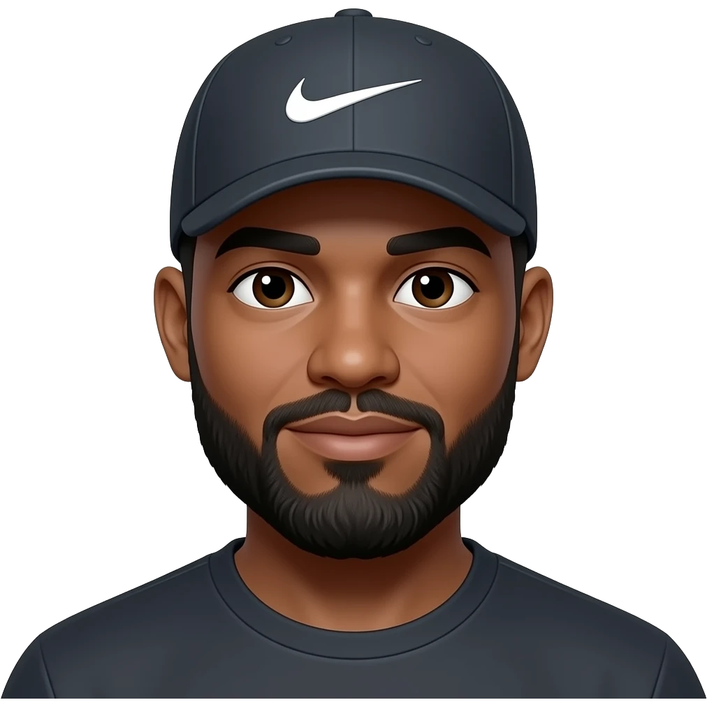 40 year old black man in Nike hat  with only mouth and chin beard emoji