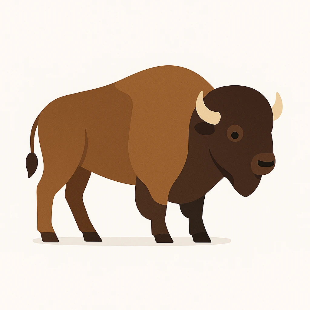 flat design style Bison white background emoji