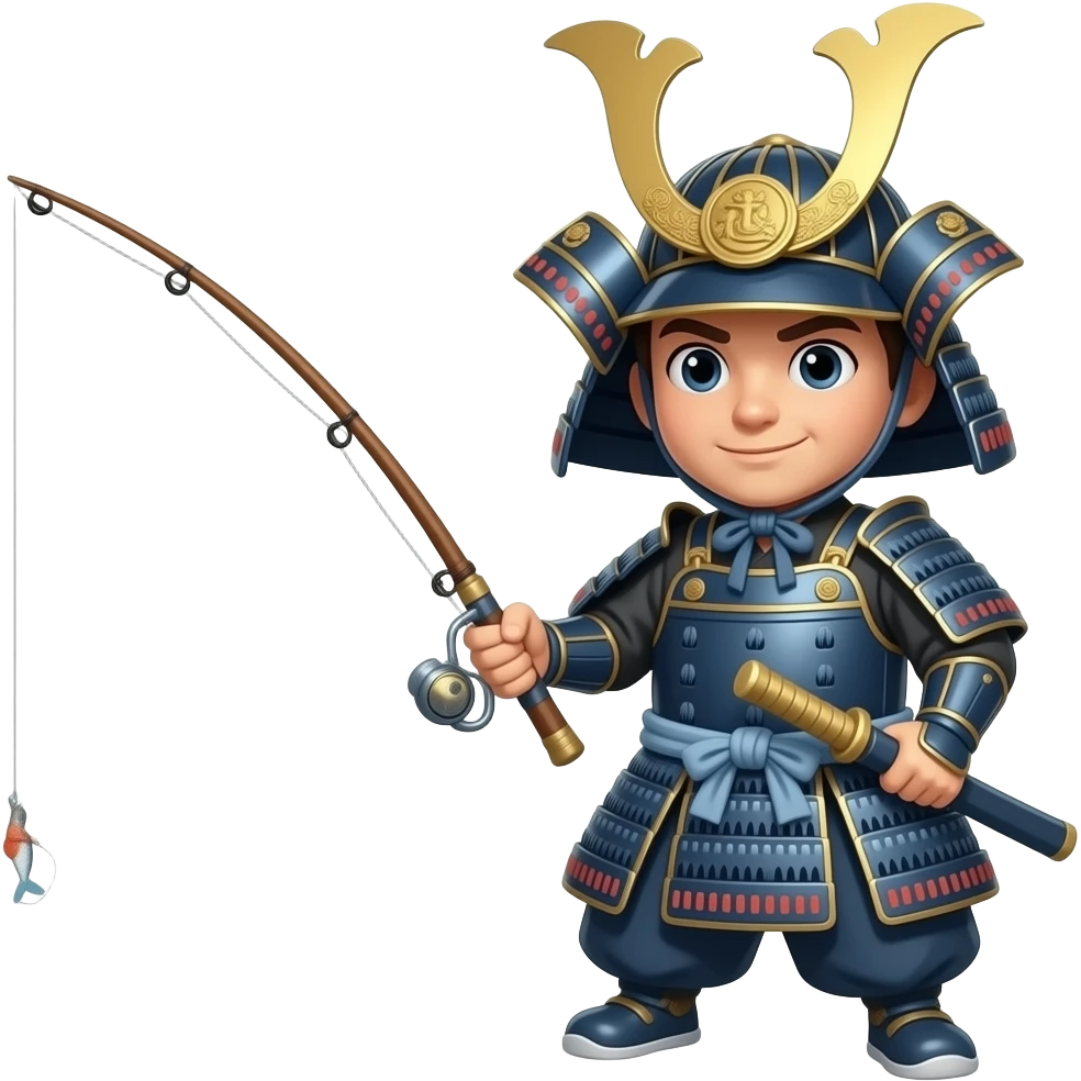 i need a samurai holding a fishing rod emoji
