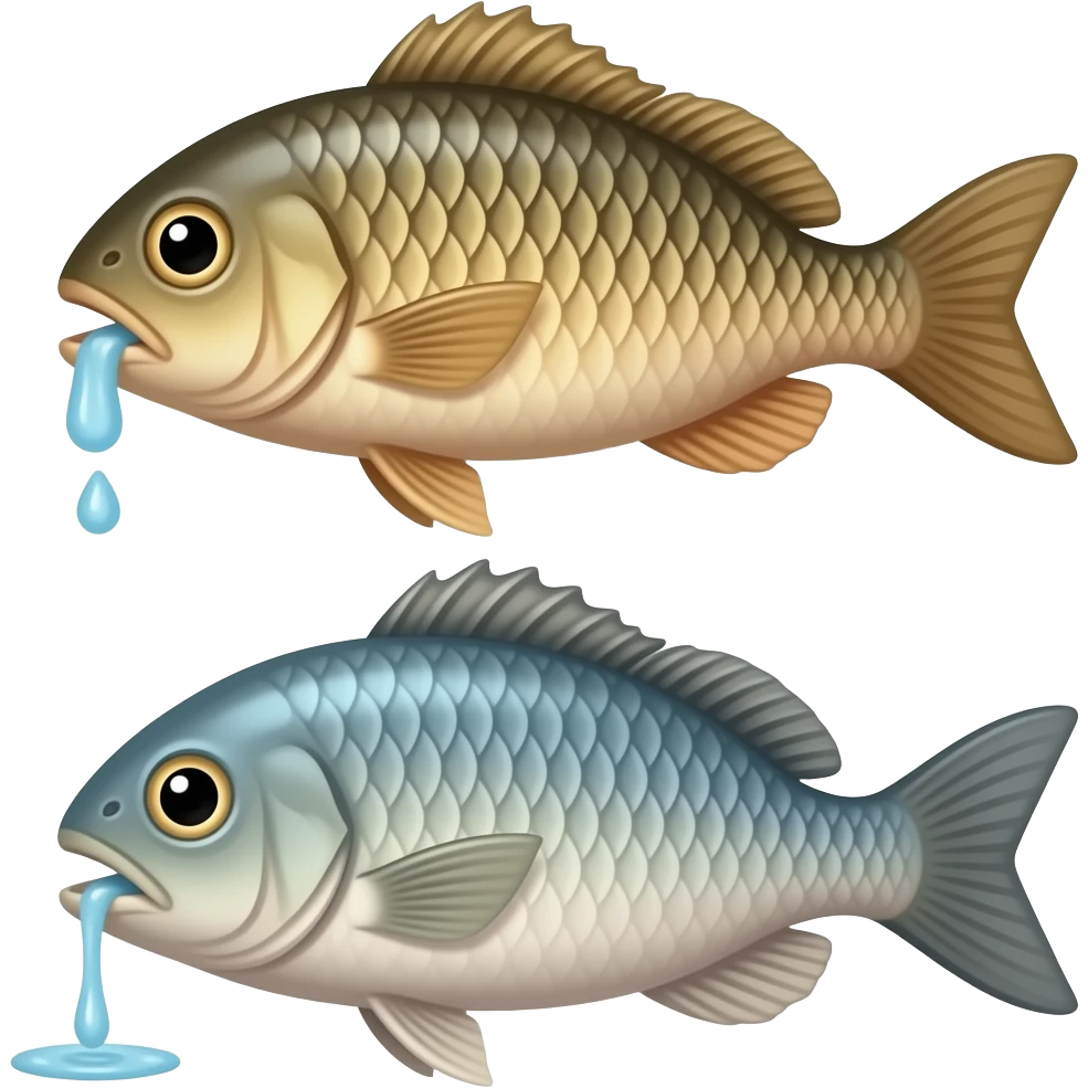 Fish Hungry and fish thirsty emoji