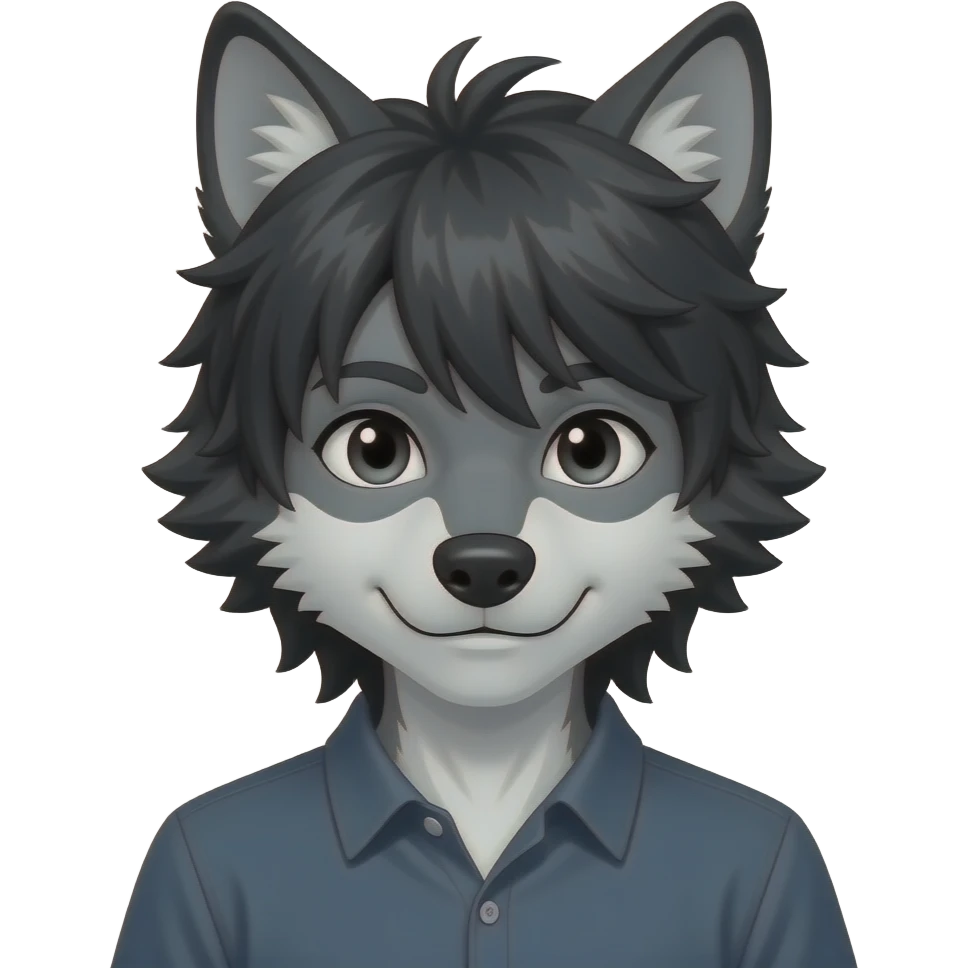 wolf boy black hair anthropomorphism emoji