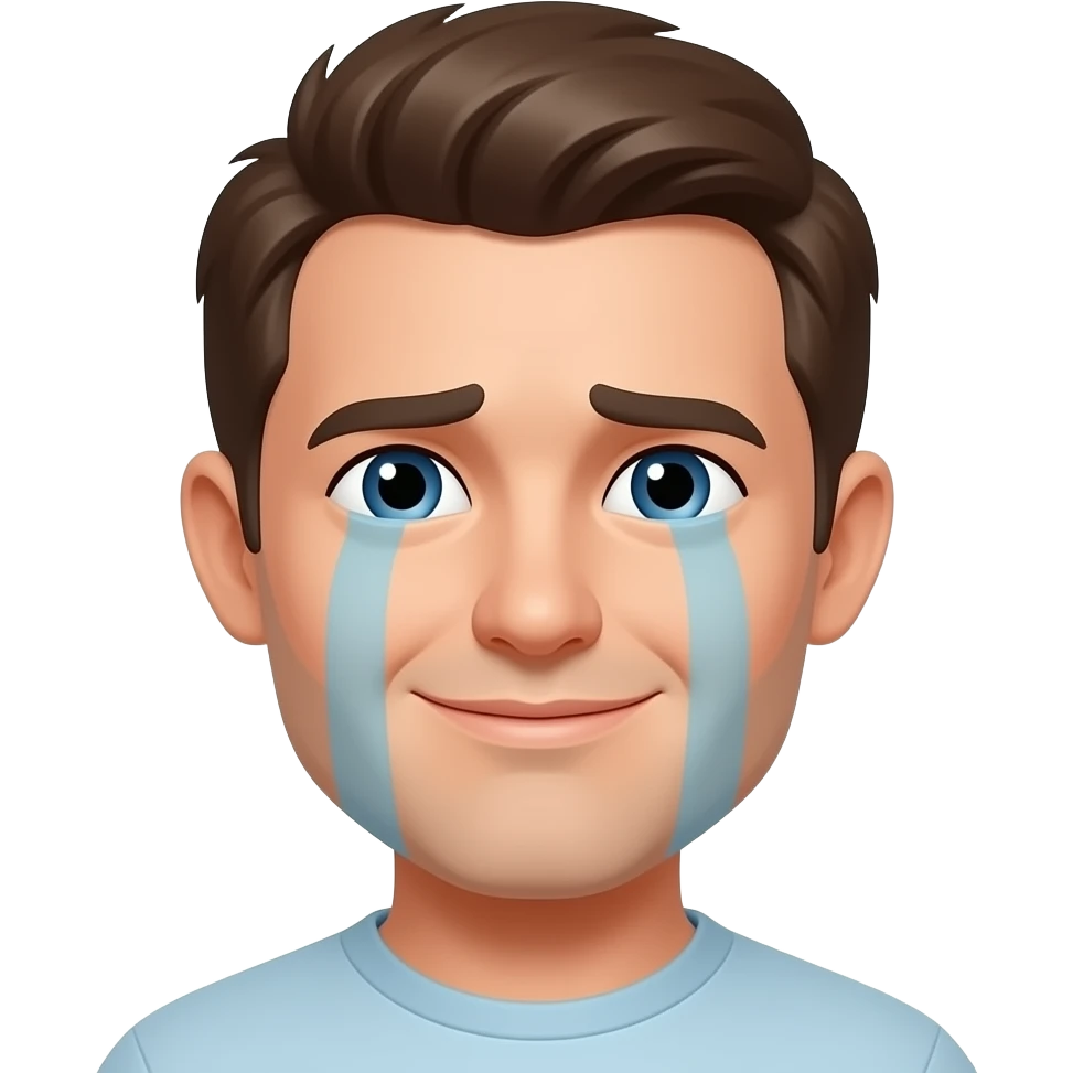 photorealistic smiling yellow crying man emoji