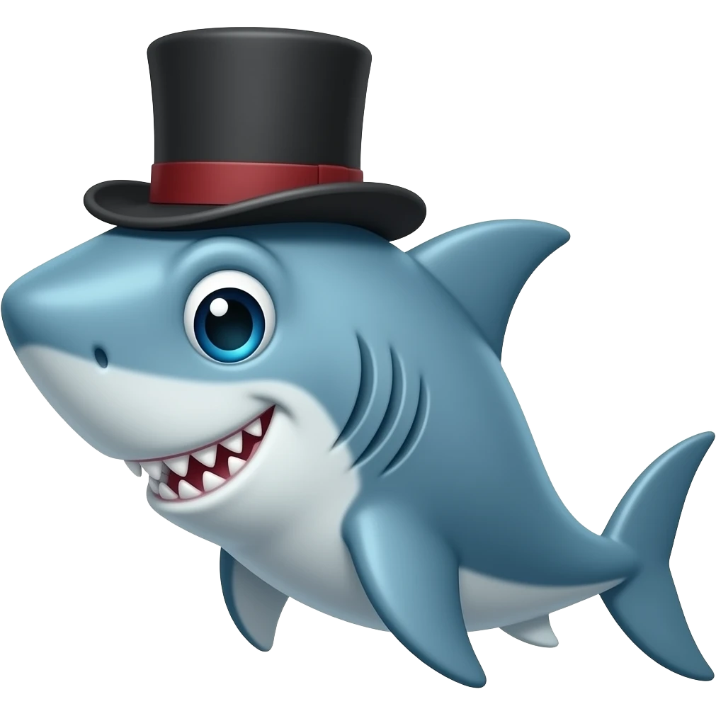 Shark with a top hat emoji