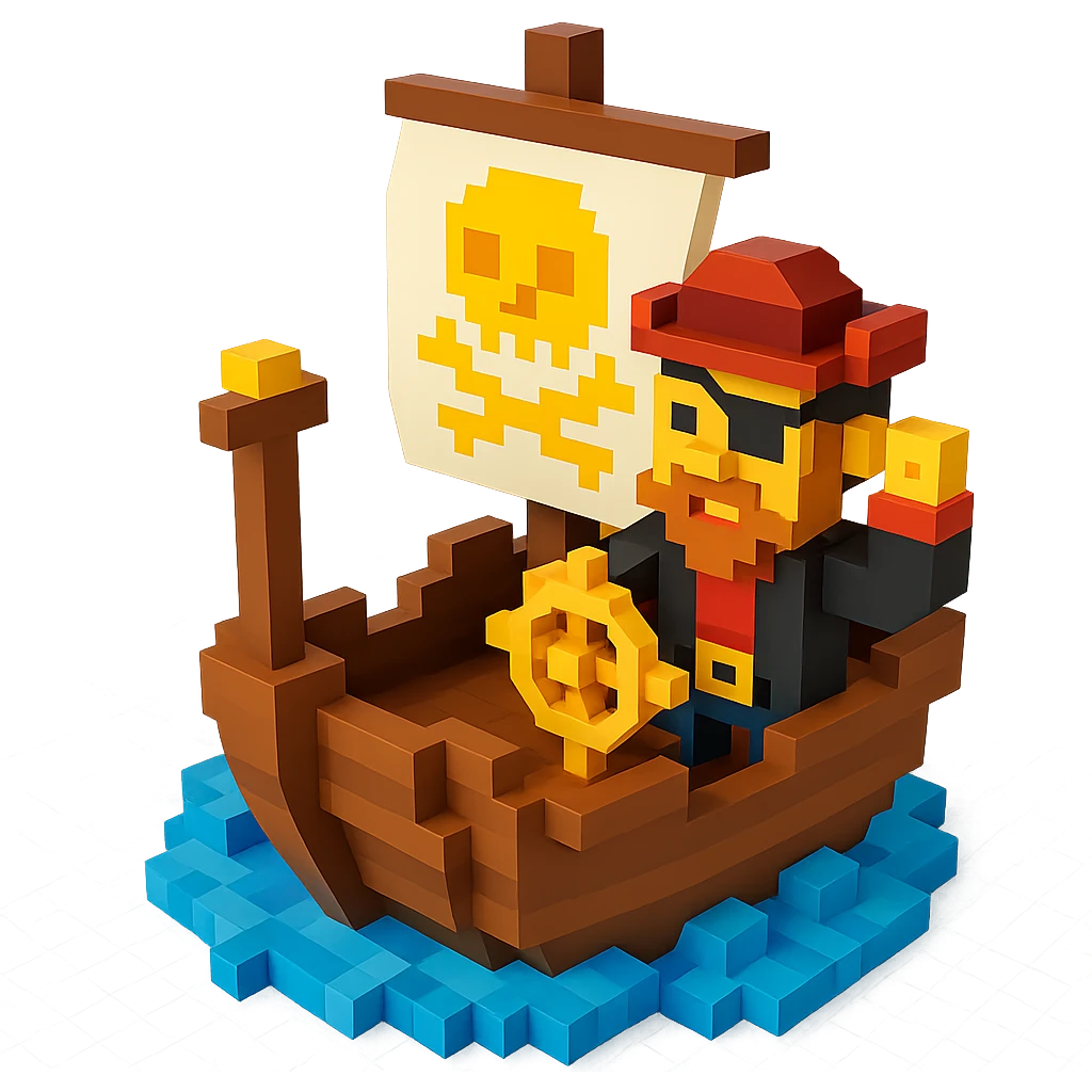 pirate with eyepatch sailing a ship , realistic background emoji