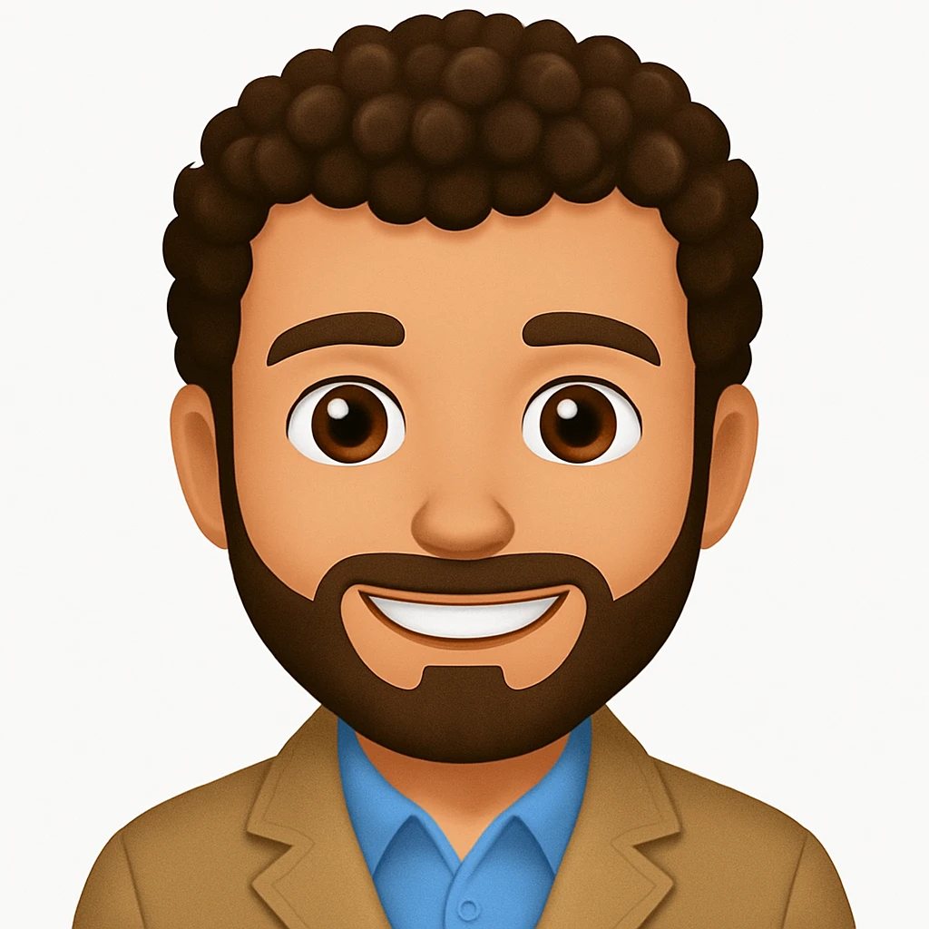 turn the second man in emoji style of the 1st image, match the facial features and get up emoji