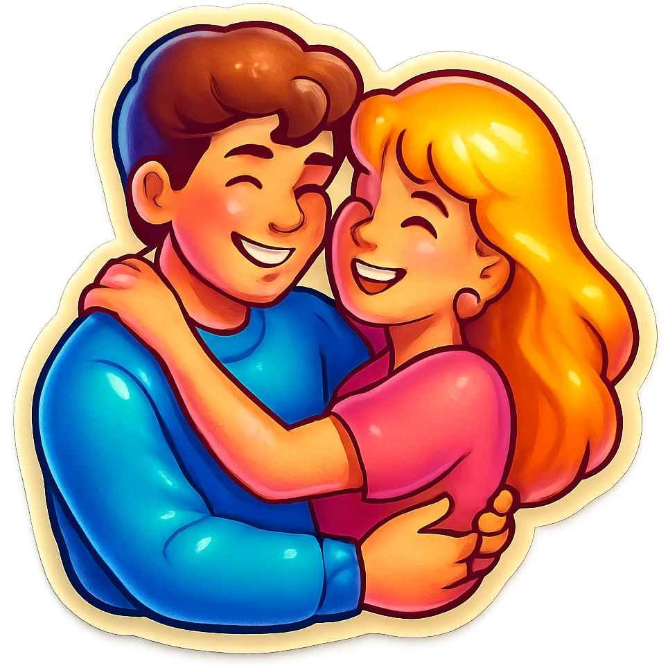A couple in love, vintage design, bright colors emoji