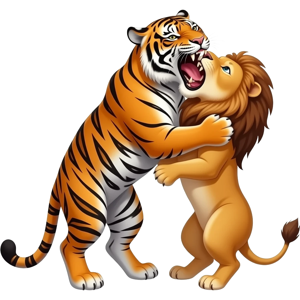 Tiger choking a lion emoji