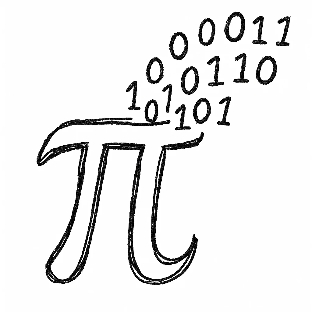  combine the π (pi) math symbol, binary code emerging from it. emoji