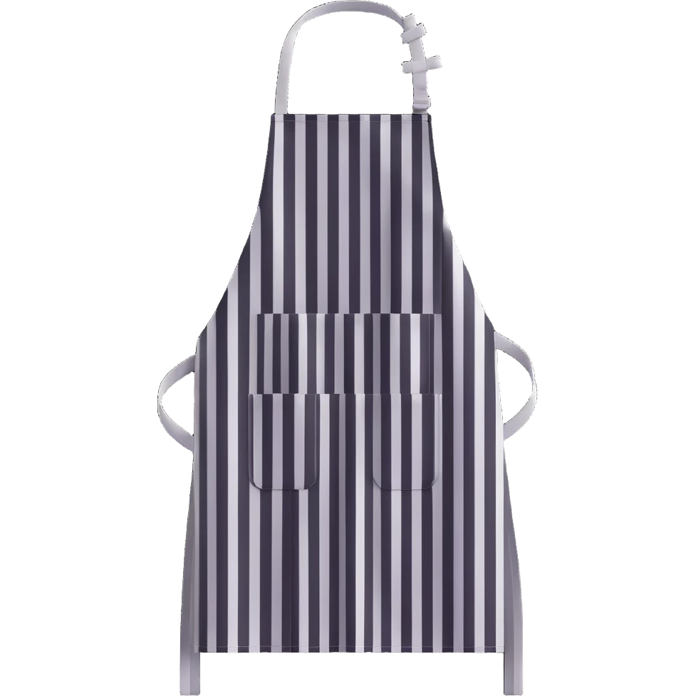 black apron with white vertical stripes (dense) emoji