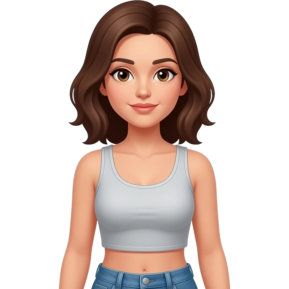 A woman in a very short cropped tank top emoji