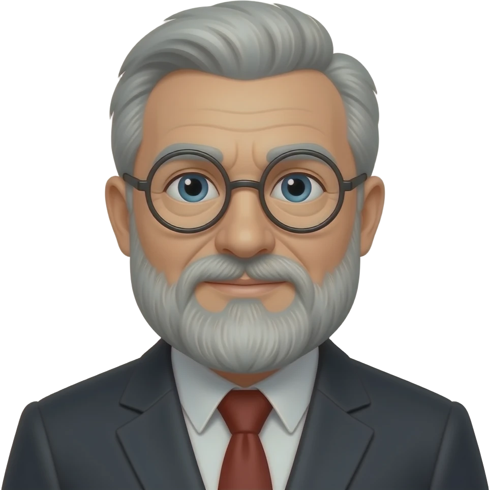 profesor con barba candado con gafas mas o menos 50 años emoji