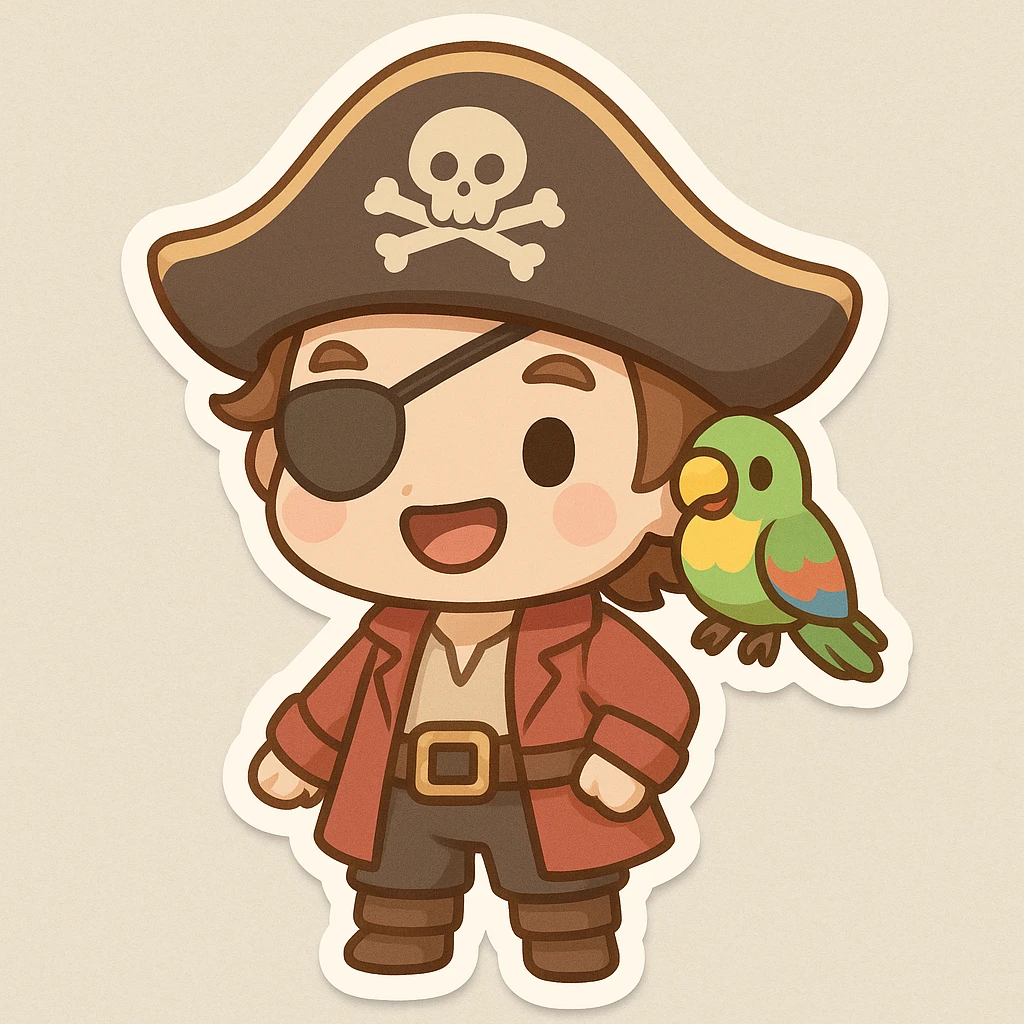 pirate with eye patch and parrot emoji