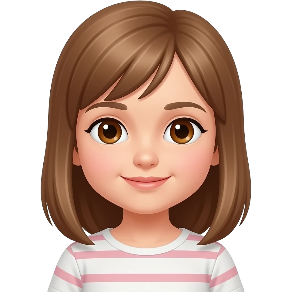 Niña pequeña castaño claro liso y ojos marrones sin flequillo emoji