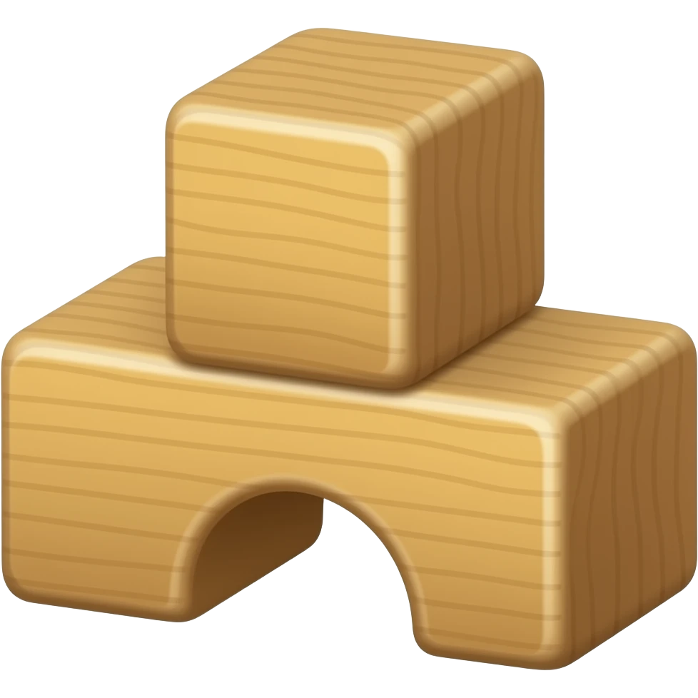 Wooden building block shapes emoji