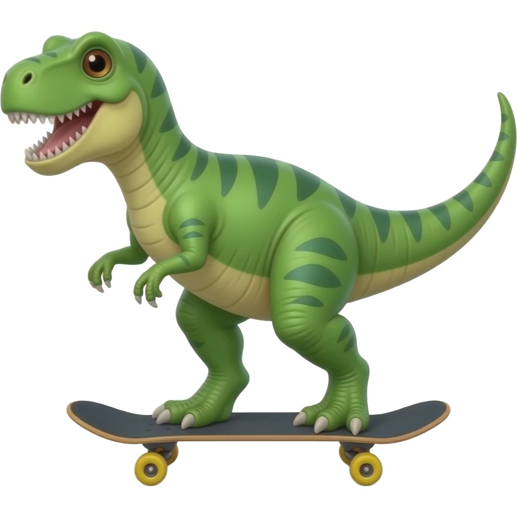 Dinosaur on a skateboard emoji