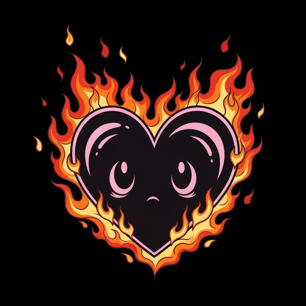 cute emo heart with flames emoji
