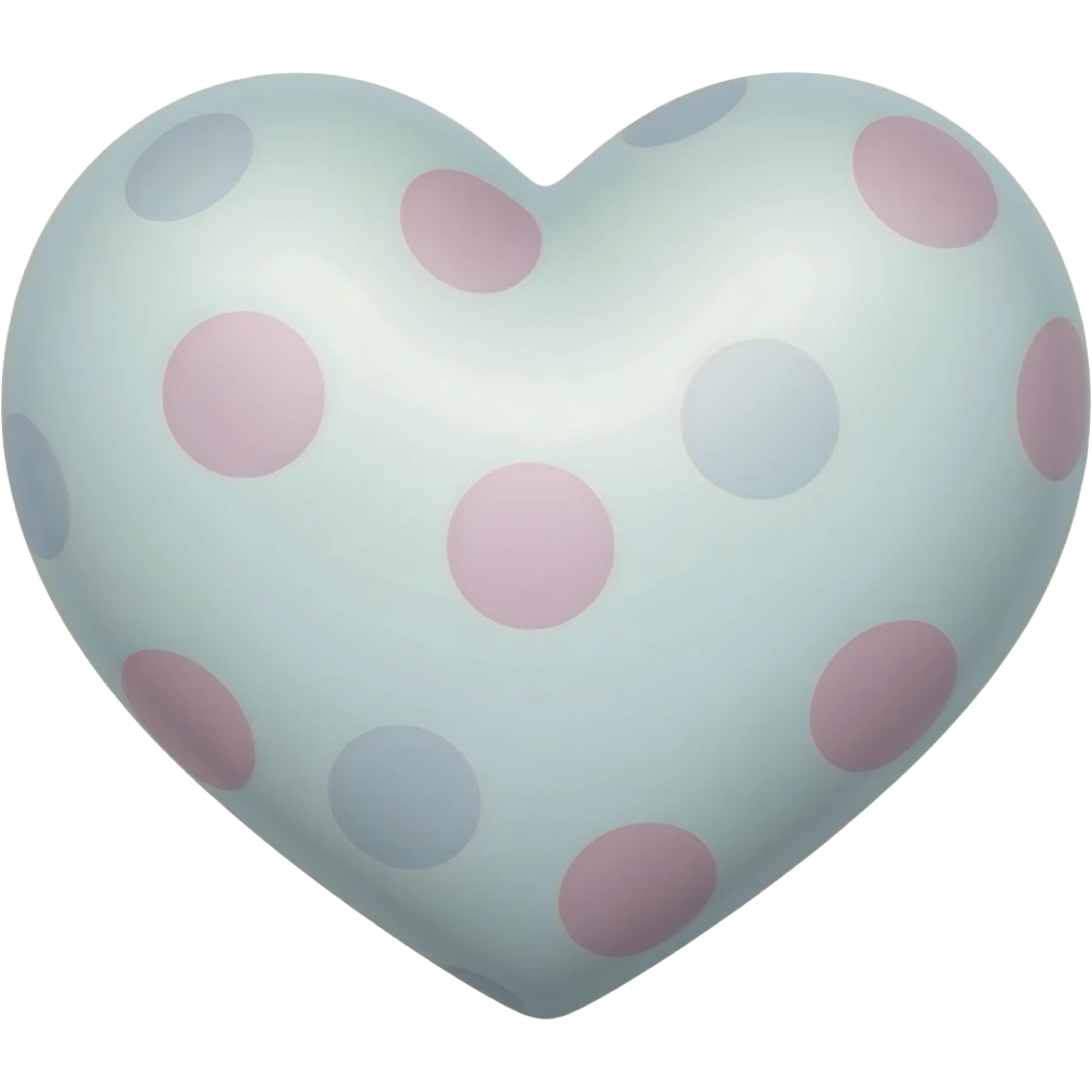 cute pastel heart with polka dots, pastel color palette, soft round heart shape, kawaii style, simple emoji design, sticker style, glossy highlight, transparent background emoji