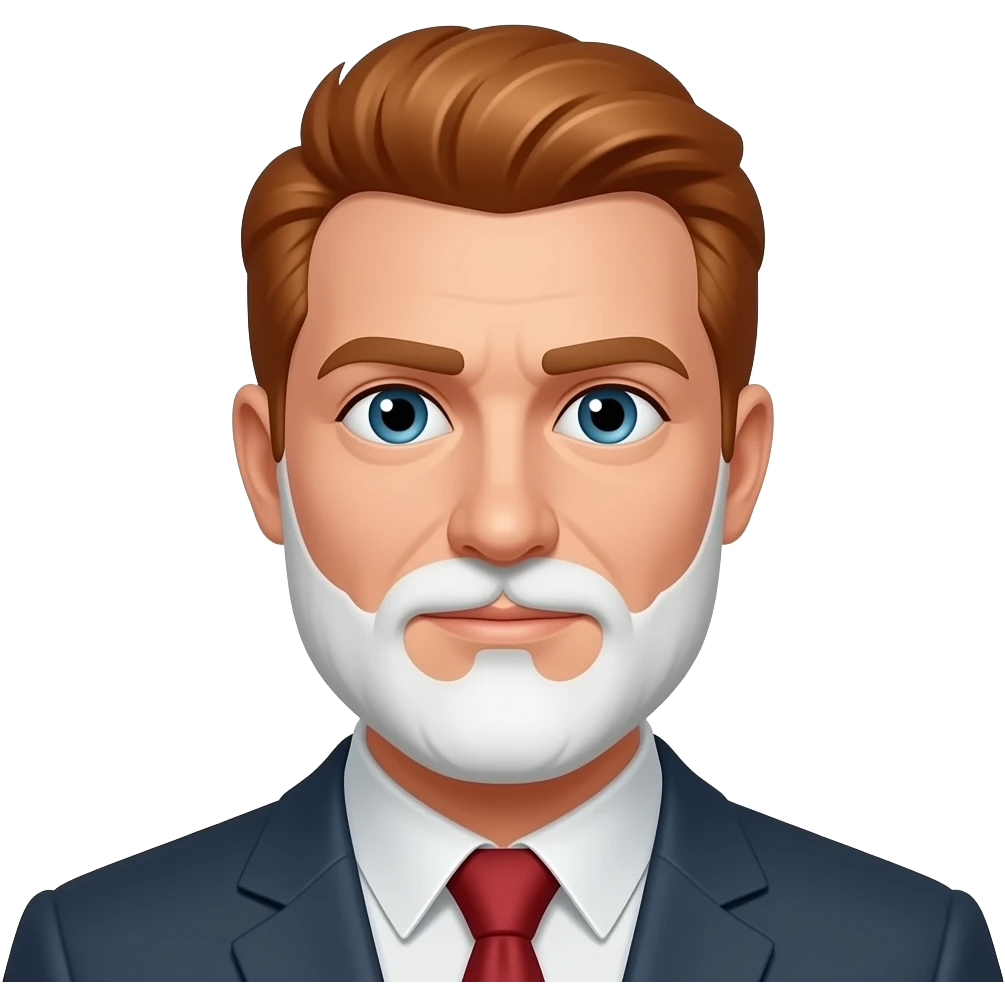 Man with red hair brushed back with a white beard and mustache emoji