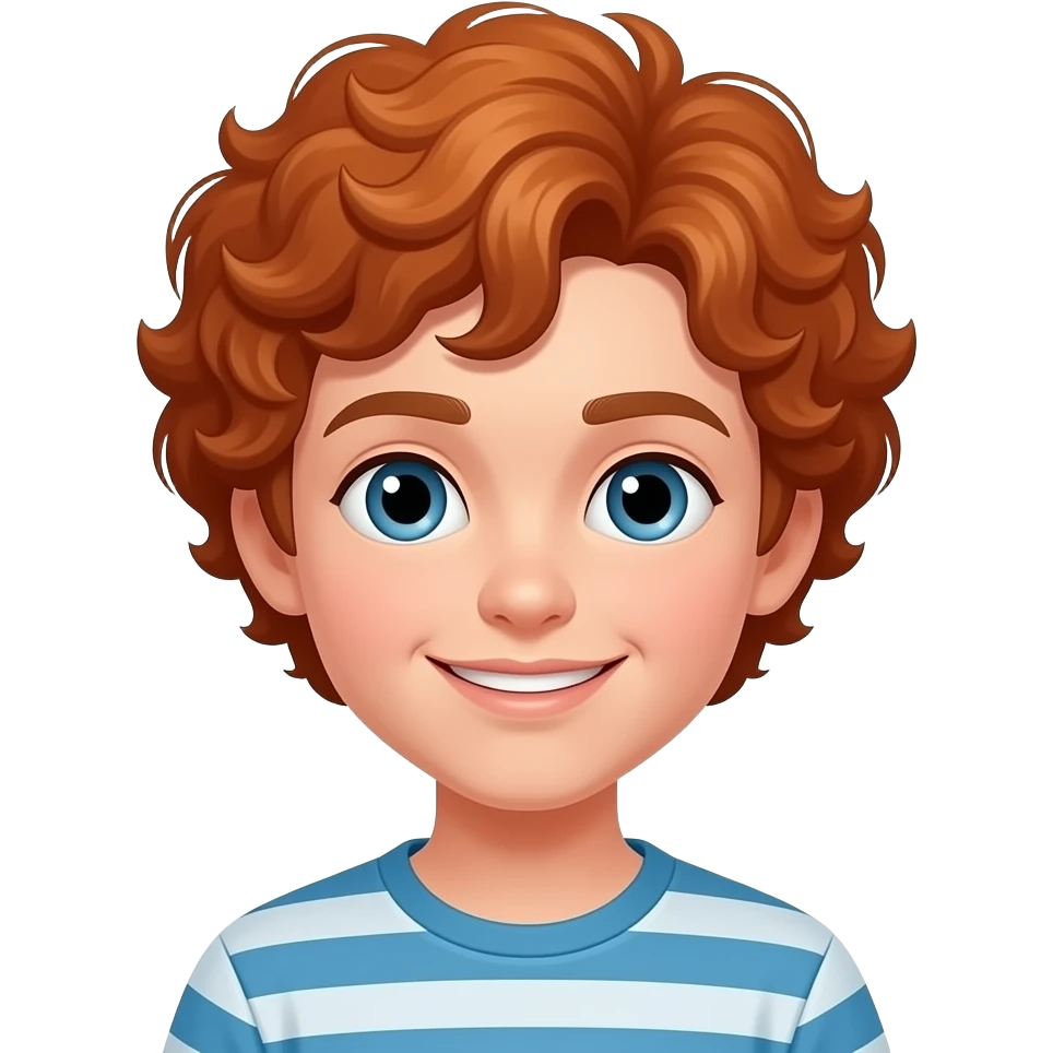 chlopak z rudymi wlosami lokami emoji