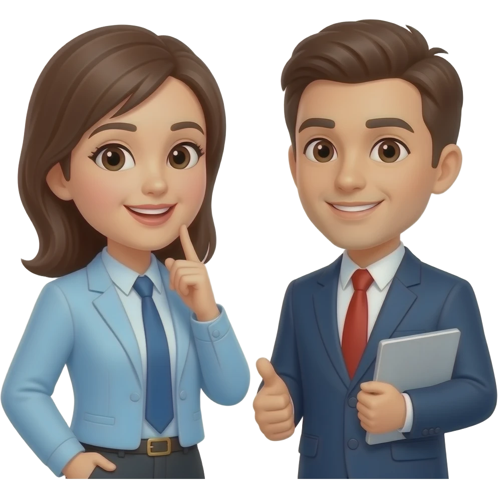 two office workers talking apple style emoji emoji