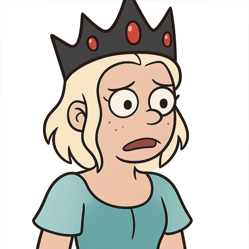 flat toon style black crown with red gems emoji