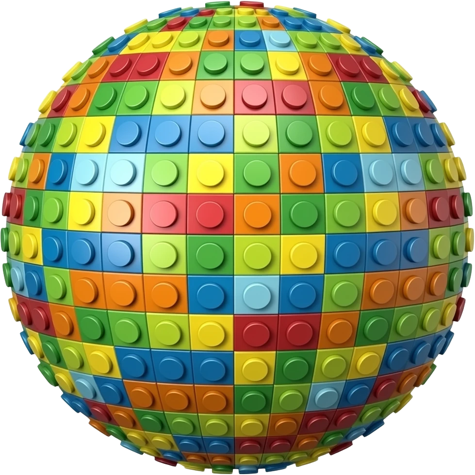 Ball covered in multi coloured lego pieces emoji