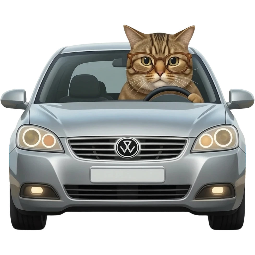 חתול באוטו אם משקפיים בצבע חום נוסע emoji