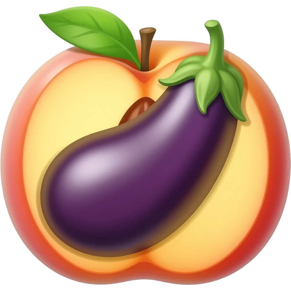 eggplant inside peach emoji
