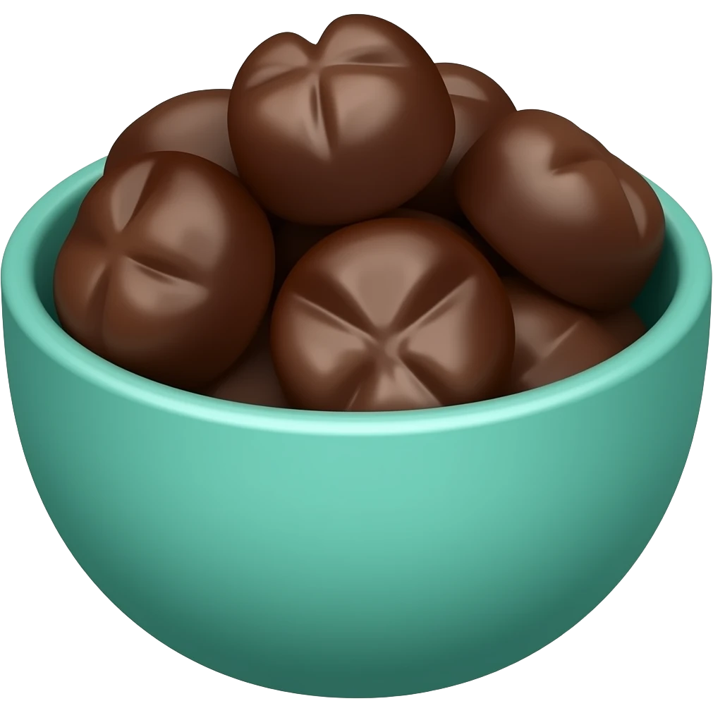 super realistic small teal bowl of chocolate circles emoji