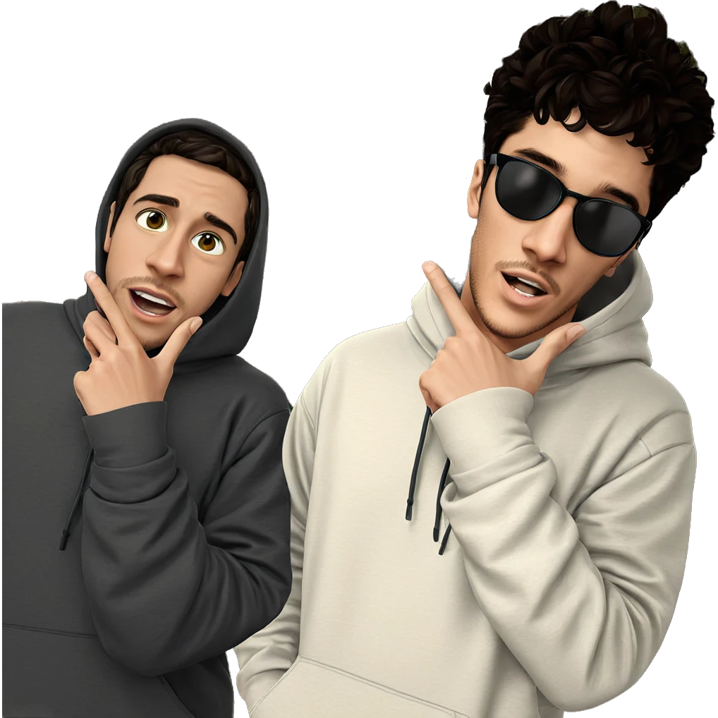 boys outdoors in hoodies emoji