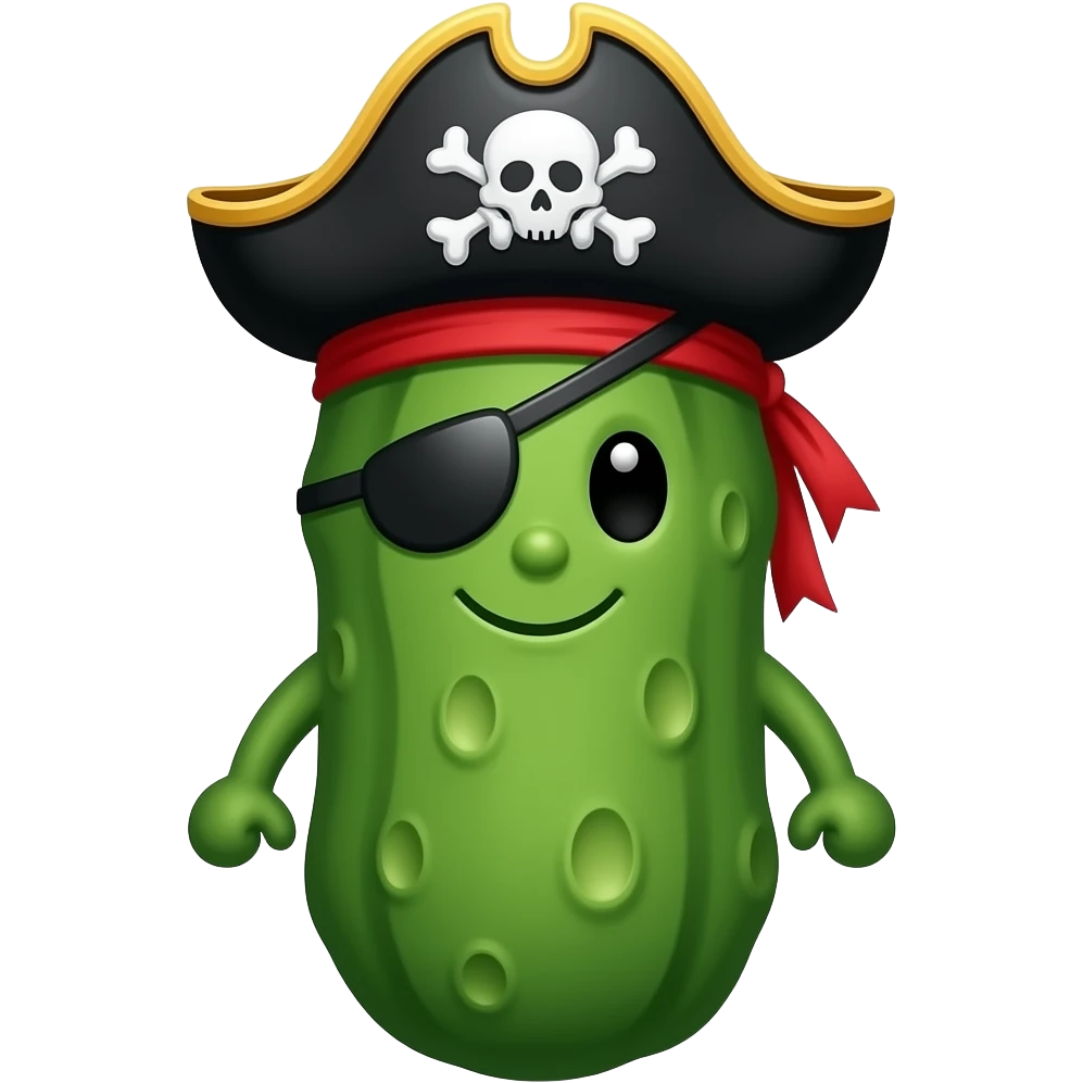 pickle with a pirate hat emoji